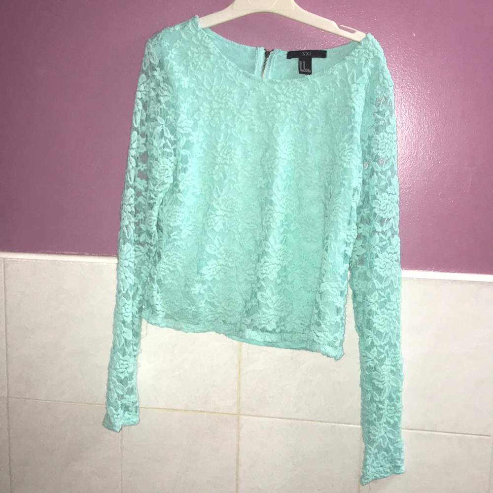 F21 mint laced top